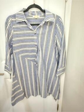 Striped Blue and White Tunic Top - Women